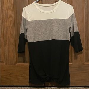 Color Block Women's Top - Black, Gray, and White